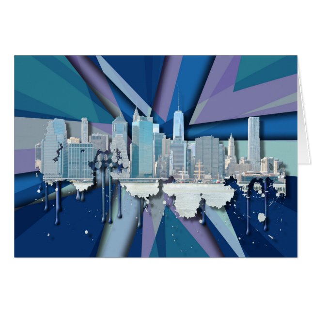 New- York CitySkyline | blaues 3D (Vorderseite (Horizontal))