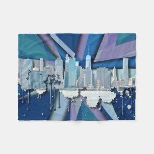 New- York CitySkyline   blaues 3D Fleecedecke