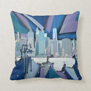 New- York CitySkyline blaues 3D Kissen