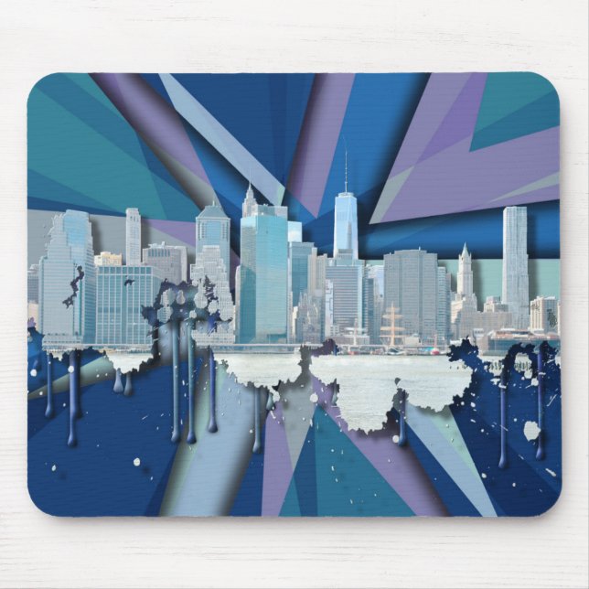New- York CitySkyline | blaues 3D Mousepad (Vorne)