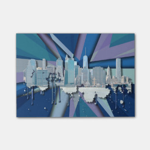 New- York CitySkyline   blaues 3D Post-it Klebezettel