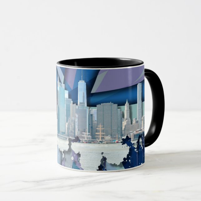 New- York CitySkyline | blaues 3D Tasse (VorderseiteRechts)