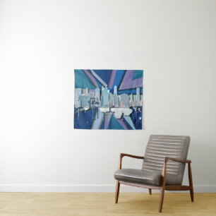 New- York CitySkyline   blaues 3D Wandteppich