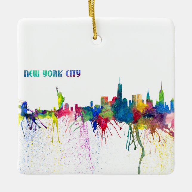 New- York CitySkyline eine impressionistische Keramikornament (Vorderseite)