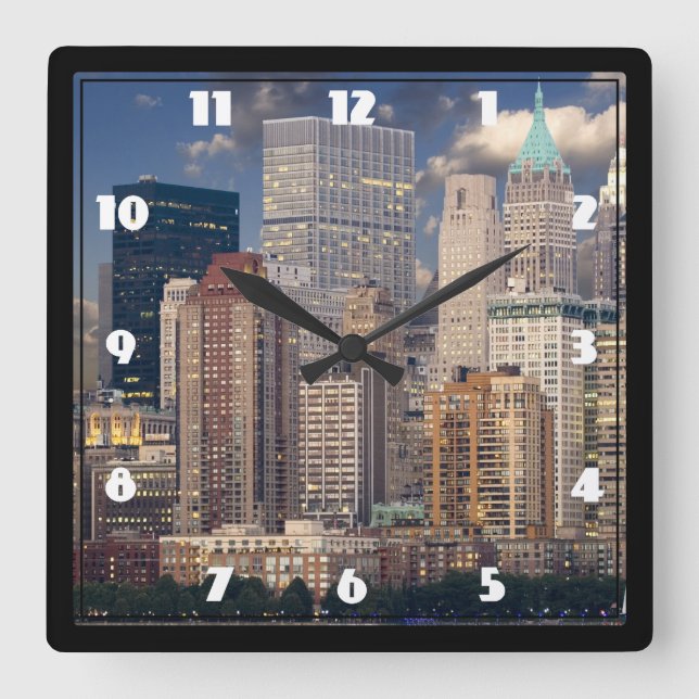 New- York CitySkyline Quadratische Wanduhr (Vorderseite)
