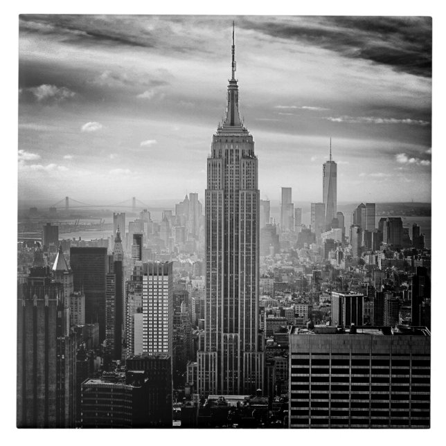 New- York CitySkyline Schwarzweiss Fliese (Vorderseite)