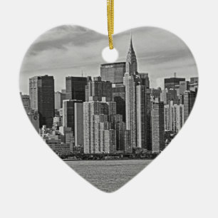 New- York CitySkyline vom East River B&W Keramikornament