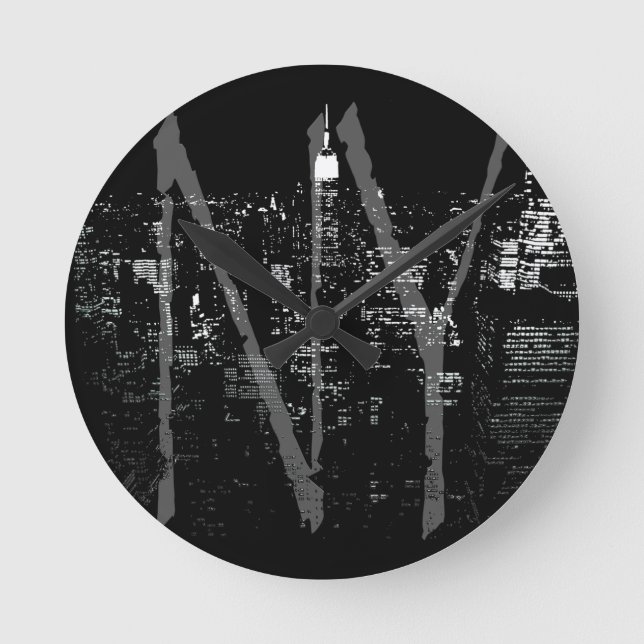 New York Clock Ohrs Decor NY Wall Clock Runde Wanduhr (Vorderseite)
