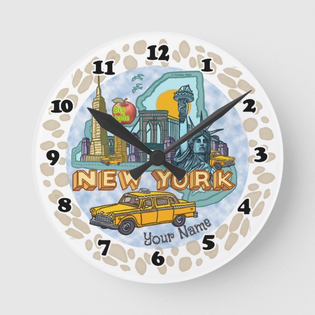 New York Clock Runde Wanduhr (Vorderseite)