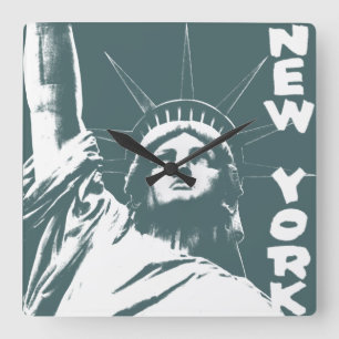 New York Clock Statue of Liberty Wall Clock Quadratische Wanduhr