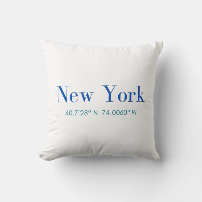 New York Cotton Pillow mit GPS-Koordinaten Kissen (Vorderseite)