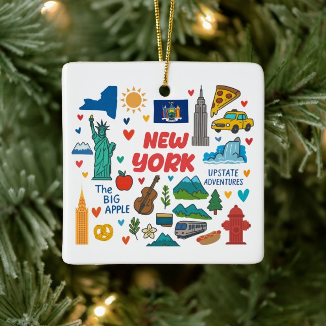 New York Custom Family Trip Weihnachten Keramikornament (Baum)