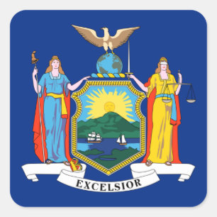 New York: Der Empire State, Zuhause Big Apple Flag Quadratischer Aufkleber