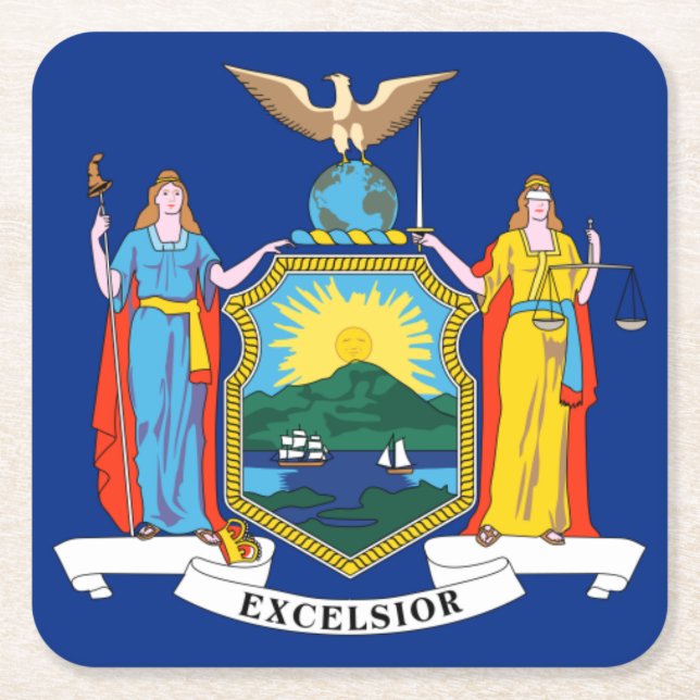 New York: Der Empire State, Zuhause Big Apple Flag Rechteckiger Pappuntersetzer (Vorderseite)