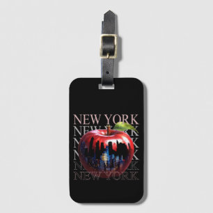 New York Der Große Apfel Frucht Silhouette Stadt Gepäckanhänger