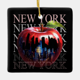 New York Der Große Apfel Frucht Silhouette Stadt Keramikornament