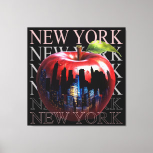 New York Der Große Apfel Frucht Silhouette Stadt Leinwanddruck