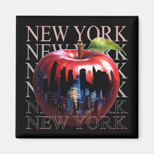 New York Der Große Apfel Frucht Silhouette Stadt Magnet