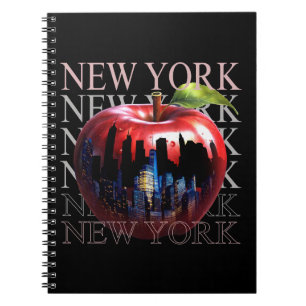 New York Der Große Apfel Frucht Silhouette Stadt Notizblock