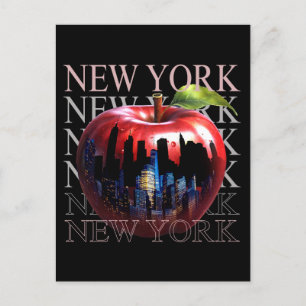 New York Der Große Apfel Frucht Silhouette Stadt Postkarte