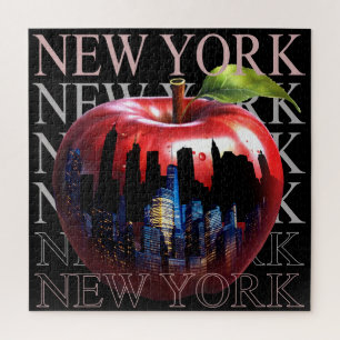 New York Der Große Apfel Frucht Silhouette Stadt Puzzle