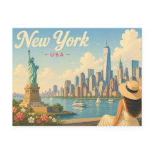 New York - Die Dame mit dem Hut Reise-Postkarte 