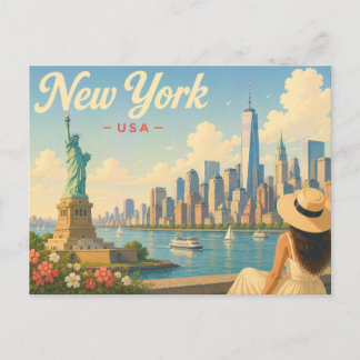 New York - Die Dame mit dem Hut Reise-Postkarte  Postkarte