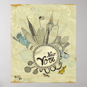 New York Doodle Poster