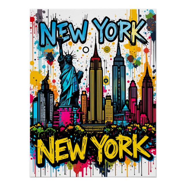 New York Dreams: Vibrant Urban Travel Poster (Vorderseite)