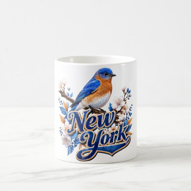New York Eastern Bluebird Botanisch Kaffeetasse (Mittel)
