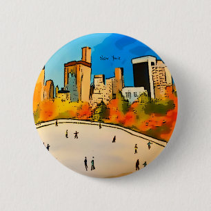 New York Eislaufbahn Central Park Button