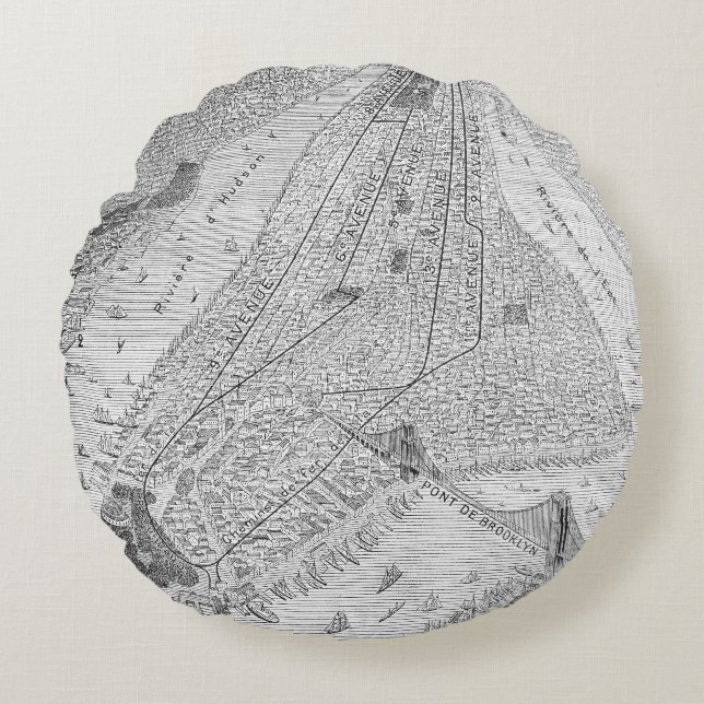 New York: EL-Zug, C1878 Rundes Kissen (Vorderseite)