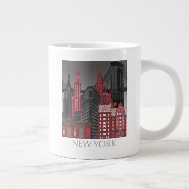 New York Elevations by Night - Red Jumbo-Tasse (Rechts)