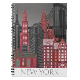 New York Elevations by Night - Red Notizblock