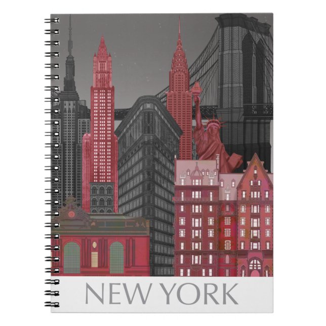 New York Elevations by Night - Red Notizblock (Vorderseite)
