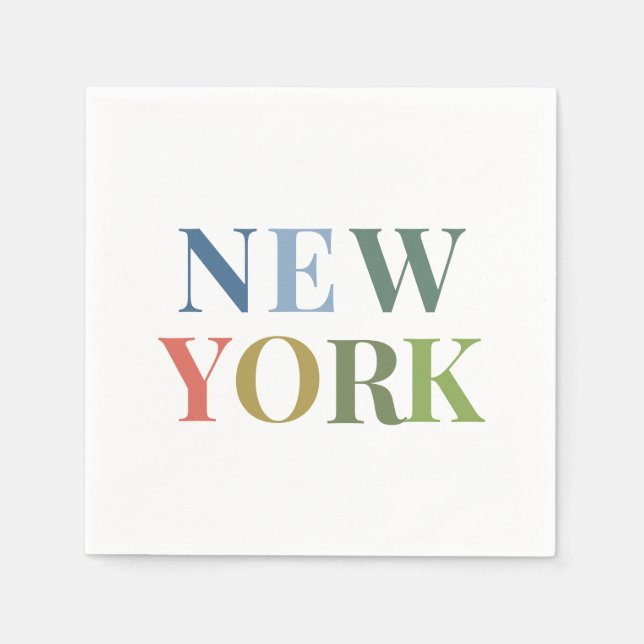 New York: Farbiger Text Serviette (Vorderseite)