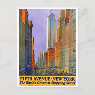 New York Fifth Avenue Einkaufsstraße Vintage Postkarte