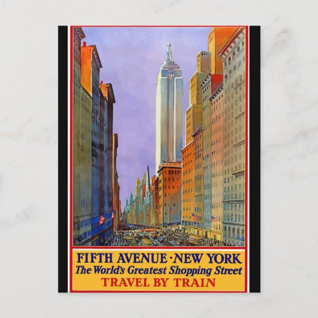 New York, Fifth Avenue, Vintage Poster, Postkarte (Vorderseite)