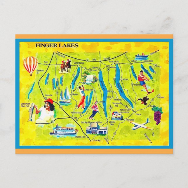 New York Finger Lakes Illustrierte Postkarte (Vorderseite)