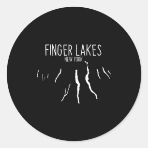 New York Finger Lakes Kartendesign Runder Aufkleber