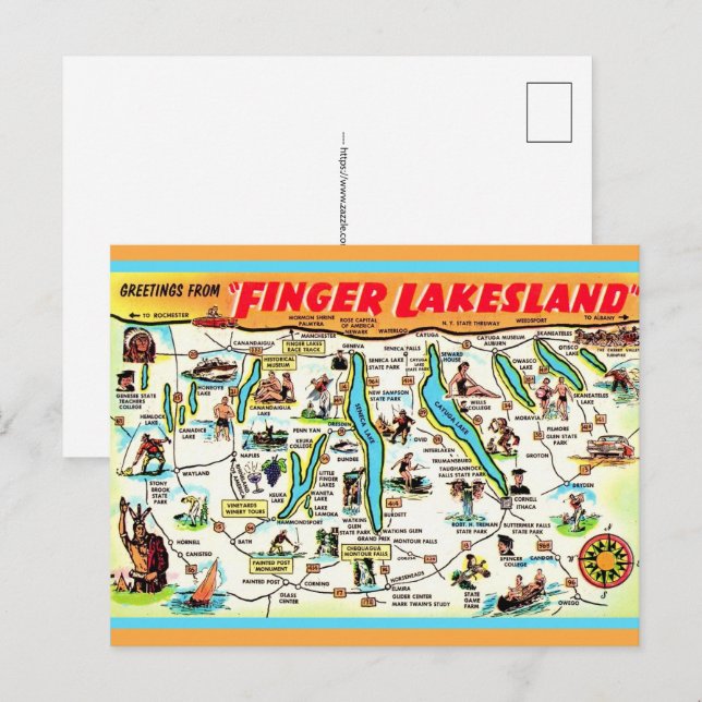 New York Finger Lakes Postkarte (Vorne/Hinten)