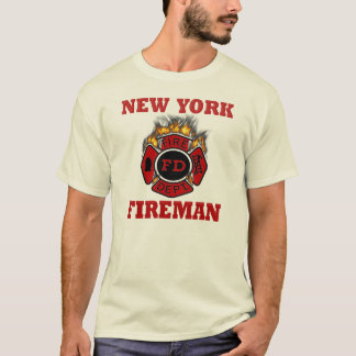 New York Fireman Symbol Flames T-Shirt