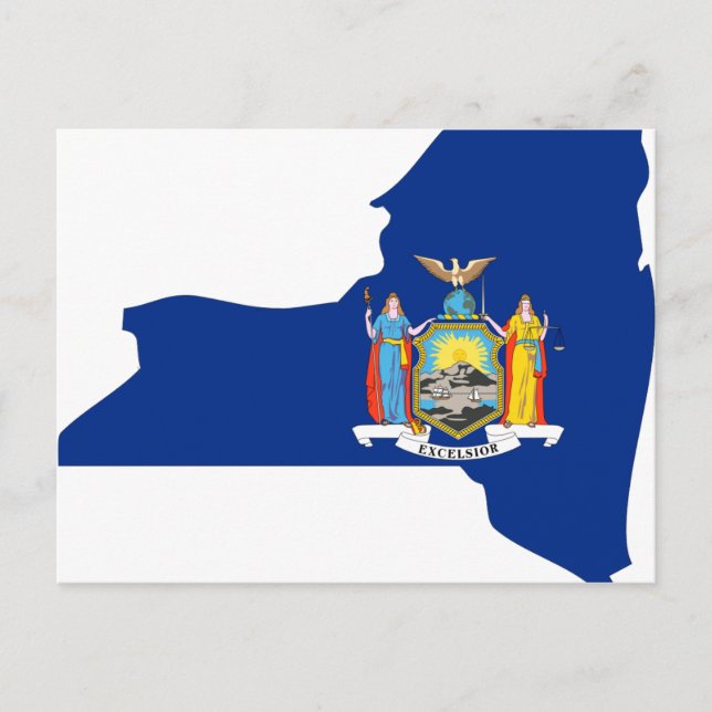 New York Flag Map Postkarte (Vorderseite)