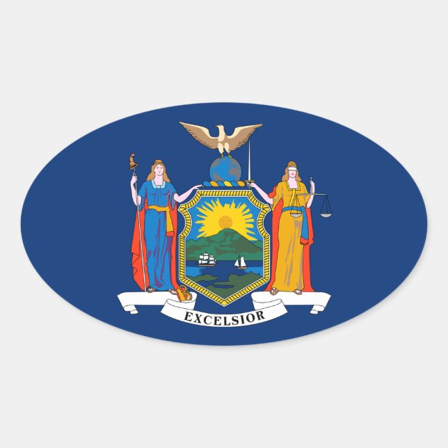 New York Flagge Ovaler Aufkleber (Vorderseite)