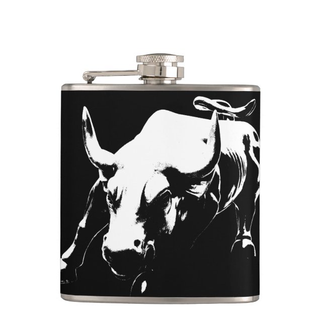 New York Flask NYC Souvenir Bull Statue Flask Flachmann (Vorderseite)