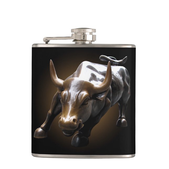 New York Flask NYC Souvenir Bull Statue Flask Flachmann (Vorderseite)