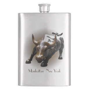 New York Flask NYC Souvenir Bull Statue Flask Flachmann