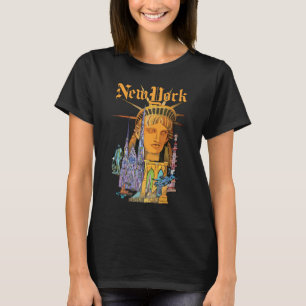 New York Freiheitsstatue Blau Reise T-Shirt
