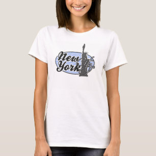 New York, Freiheitsstatue; Blaues Zickzack T-Shirt