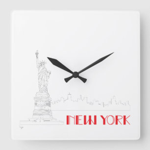 New York, Freiheitsstatue Cool Quadratische Wanduhr